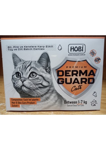 Derma Guard Kediler Için Bit Pire Önleyici Cilt Bakım Damlası 1 ml x 5 Adet