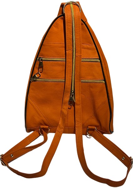 Kadın Hakiki Deri Maymun Model Sırt Çantası Turuncu modelleri