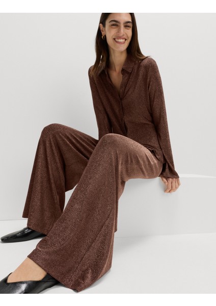 Parıltılı Geniş Paça Pantolon modelleri