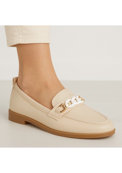 Yumuşak Taban Kadın Loafer – Zincir Detaylı Konfor Ayakkabı