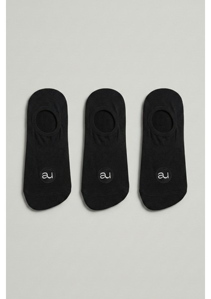 Unisex Pamuk 3'lü Siyah Görünmez Sneaker Çorap