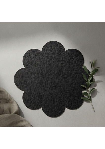 2 Adet Deri Amerikan Servis-Kolay Silinebilir SUPLA-33X33 Cm-Simetrik Yapraklar Desenli