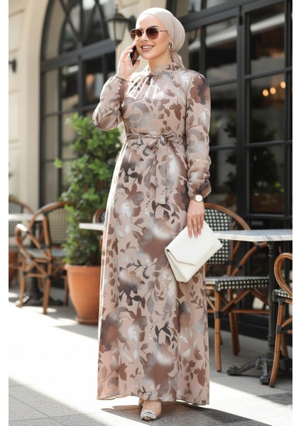 Çiçek Desenli Vizon Tesettür Elbise 279331V indirimleri