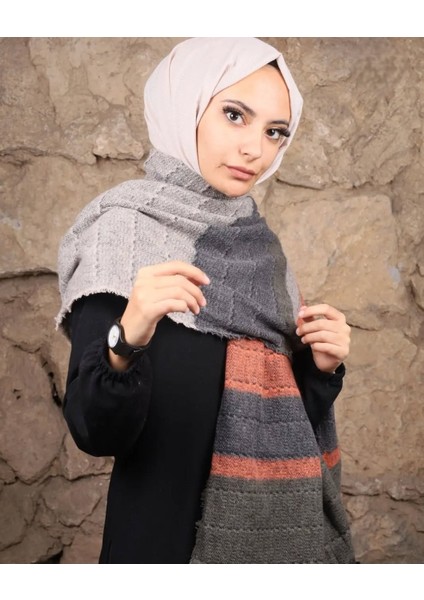 Kadın Renkli Omuz Şal Saçaklı 70*200CM Standart