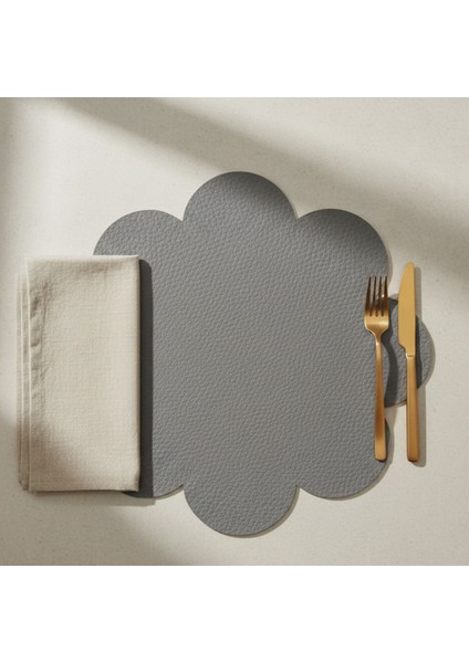 2 Adet Deri Amerikan Servis-Kolay Silinebilir SUPLA-33X33 Cm-Simetrik Yapraklar Desenli