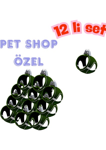 12’lı Set Air Mesh Antibakteriyel Xs Gögüs Tasması Koyu Yeşil