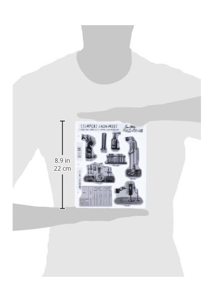 Anonymous Tim Holtz Cling Kauçuk Damga Seti, 17 cm x 8,5 Inç, Laboratuvar modelleri