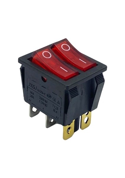 Tuşlu Anahtar Çiftli Işıklı Kare Tip (On-Off) (6 Fiş)