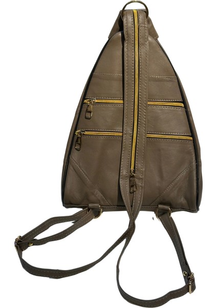 Kadın Hakiki Deri Maymun Model Sırt Çantası Koyu Bej modelleri