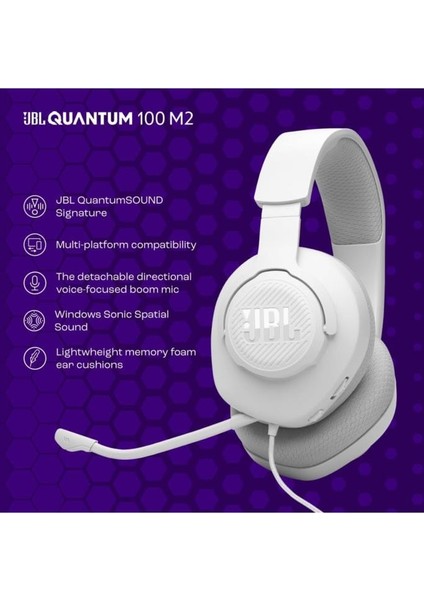 Quantum 100M2 Beyaz Kablolu Kulak Üstü Oyuncu Kulaklığı Teşhir indirimleri