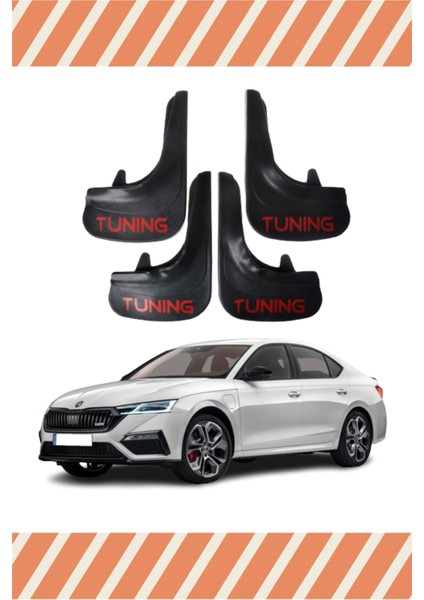 Skoda Octavia Tunıng Yazılı 4'lü Tozluk Çamurluk Paçalık