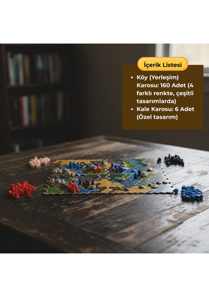 Kingdom Builder Oyunu Uyumlu Özel Tasarım Köy ve Kale Seti modelleri