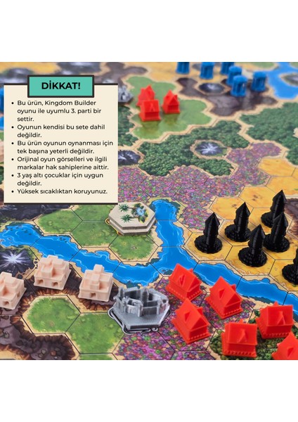 Kingdom Builder Oyunu Uyumlu Özel Tasarım Köy ve Kale Seti