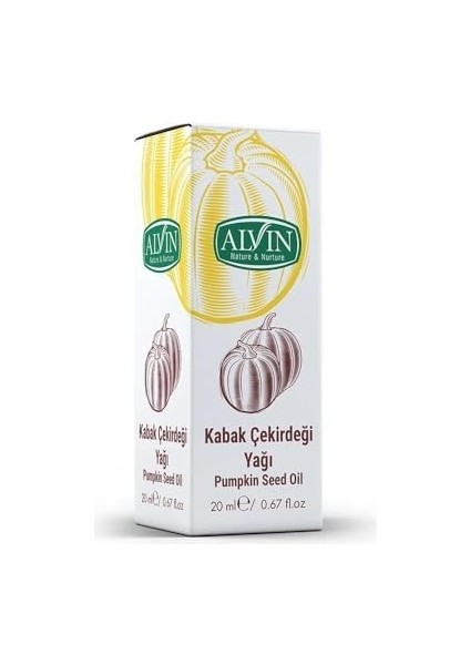 Alvin Kabak Çekirdeği Yağı, Soğuk Sıkım,yüzde Yüz Saf ve Doğal, 20 ml