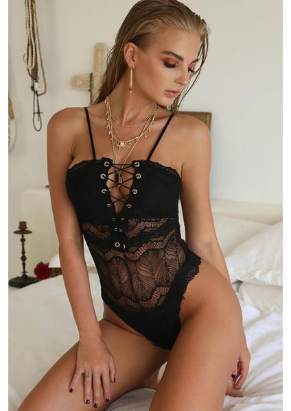Dantel İşlemeli Siyah Şık Body Gecelik indirimleri