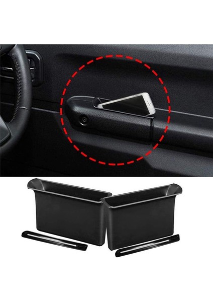 Suzuki Jimny Için JB64 JB74W 2019 2020 2021 2022 Aksesuarlar Ön Kapı Yan Depolama Kutusu Sapı Cep 2pcs Siyah (Yurt Dışından) modelleri
