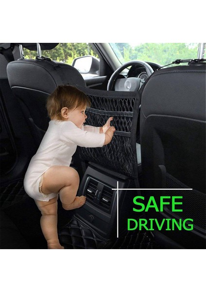 2x 3 Katmanlı Araba Örgüsü Uzanabilir Koltuk Arka Çantası Arka Koltuk Evcil Hayvan Çocuklarının Bariyeri Kargo Dokusu Çanta Sahibi (Yurt Dışından) modelleri