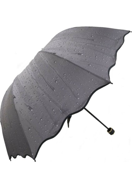 Gri Yağmur Desenli Şemsiye, Şık ve Hafif El Portföyü ile Kullanışlı Tasarım