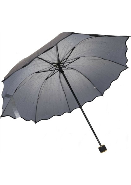 Gri Yağmur Desenli Şemsiye, Şık ve Hafif El Portföyü ile Kullanışlı Tasarım modelleri