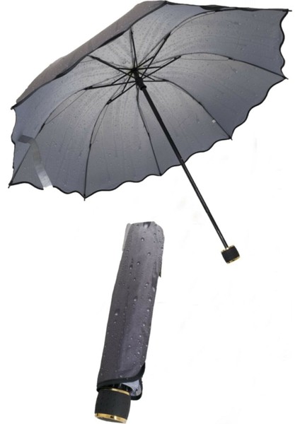 Gri Yağmur Desenli Şemsiye, Şık ve Hafif El Portföyü ile Kullanışlı Tasarım fırsatları
