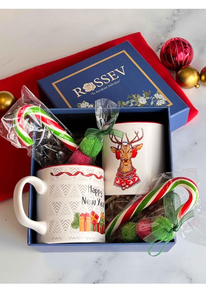 Hediyelik Christmas Red 2 Kişilik Özel Hediye Kutulu Kupa Takımı