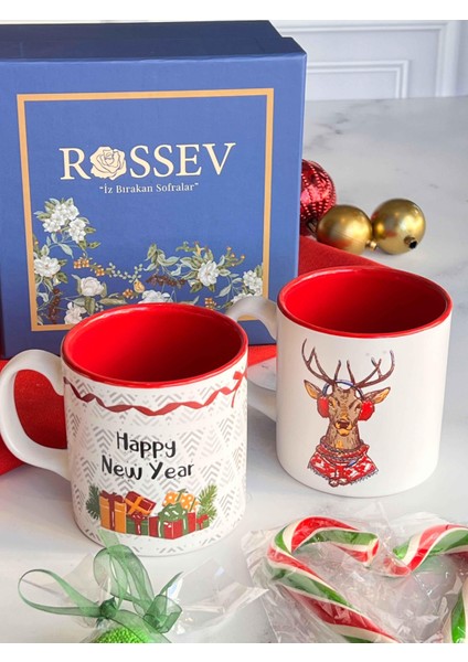 Hediyelik Christmas Red 2 Kişilik Özel Hediye Kutulu Kupa Takımı modelleri
