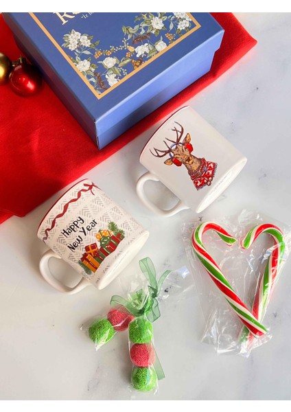 Hediyelik Christmas Red 2 Kişilik Özel Hediye Kutulu Kupa Takımı fırsatları