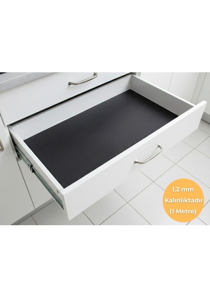 48 cm x 1 Metre Antrasit Kabartma Nokta Desenli Çekmece İçi Kaydırmaz Halı , çekmece halısı fiyatları