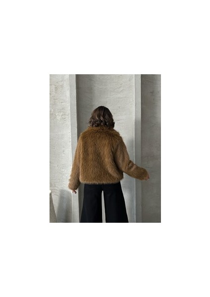 kürk kahve kaban kadın modelleri