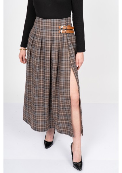 Royal Plaid Slit Skirt – Ekose Premium Long Skirt 6831 fiyatları