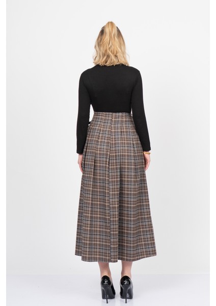 Royal Plaid Slit Skirt – Ekose Premium Long Skirt 6831 modelleri
