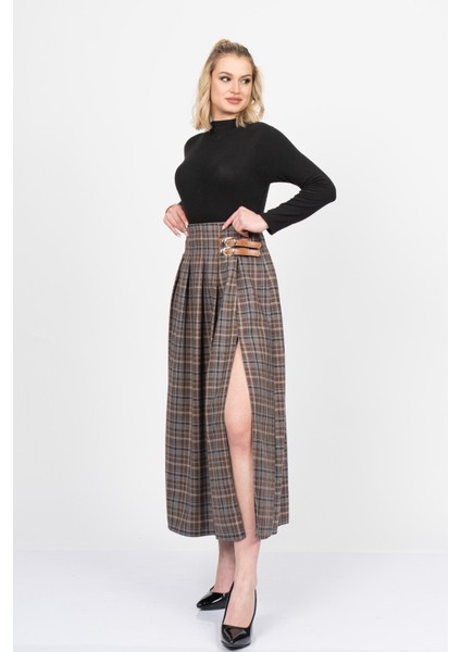 Royal Plaid Slit Skirt – Ekose Premium Long Skirt 6831 indirimleri