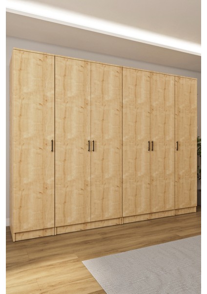 Ases ESL532 Geniş Gardırop 6 Kapaklı Derin 13 Adet Derin Raf 3 Adet Askılık