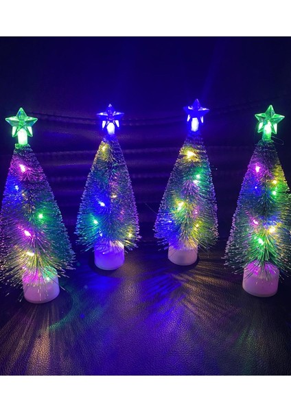 Yılbaşı Noel Yeni Yıl Çam Ağacı Masa Üstü 17CM LED Işıklı Kar Efektli Ağaç