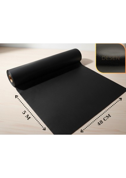 48 cm x 5 Metre Siyah Kabartma Nokta Desenli Çekmece İçi Kaydırmaz Halı , Raf örtüsü modelleri