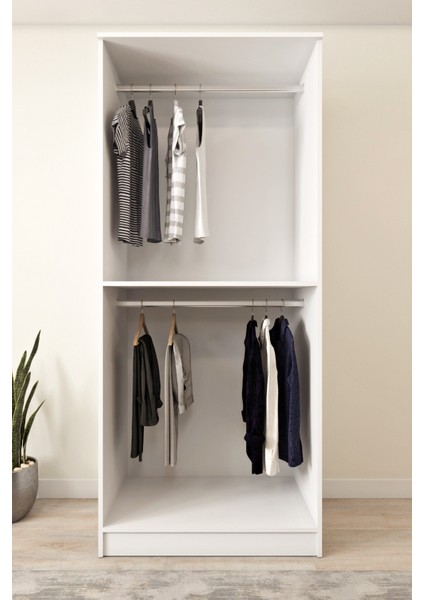 Ases ESL153 Geniş Gardırop 2 Kapaklı 2 Askılı Giysi Dolabı Beyaz - Safir Meşe fiyatları