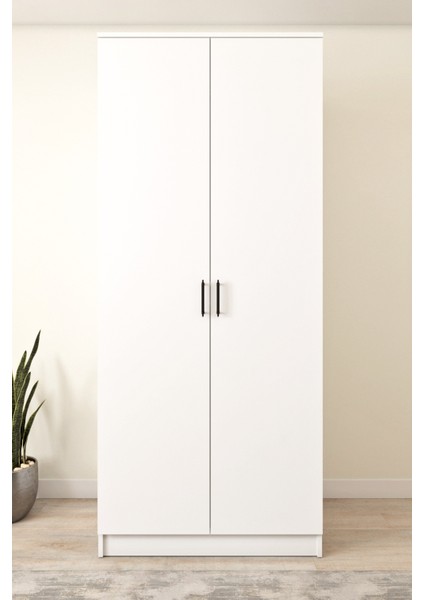 Ases ESL153 Geniş Gardırop 2 Kapaklı 2 Askılı Giysi Dolabı Beyaz - Safir Meşe modelleri