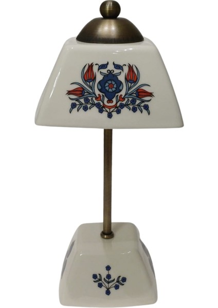 Abajur-Masa ve Gece Lambası-Dekoratif-Şeffaf Porselen-El Yapımı-Porselen Şapkalı-Krem Gövde