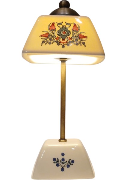 Abajur-Masa ve Gece Lambası-Dekoratif-Şeffaf Porselen-El Yapımı-Porselen Şapkalı-Krem Gövde fiyatları