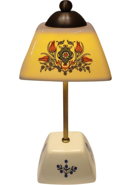 Abajur-Masa ve Gece Lambası-Dekoratif-Şeffaf Porselen-El Yapımı-Porselen Şapkalı-Krem Gövde fırsatları