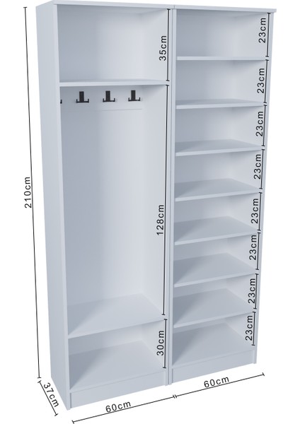 Ases ESL632 Modern Portmanto 4 Kapaklı Raflı Askılı Ayakkabılık Vestiyer Beyaz fırsatları