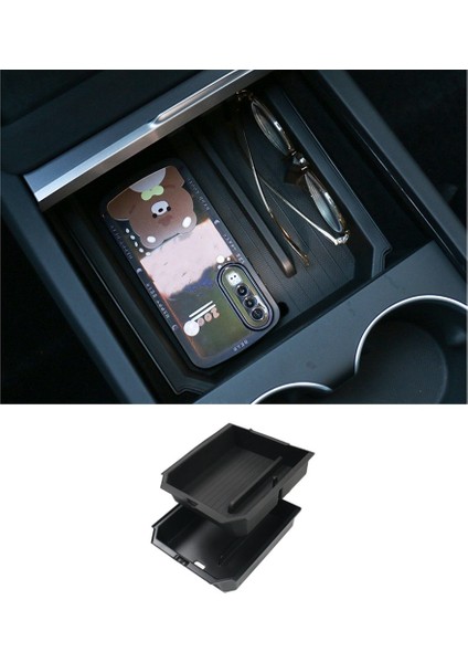 Tesla Model 3 Için Highland 2024 Otomobil Merkezi Konsol Organizatör Çift Katmanlı Saklama Kutusu Tepsi Aksesuarları (Yurt Dışından) modelleri