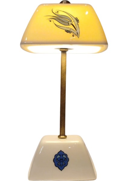 Abajur-Masa ve Gece Lambası-Dekoratif-Şeffaf Porselen-El Yapımı-Porselen Şapkalı-Krem Gövde