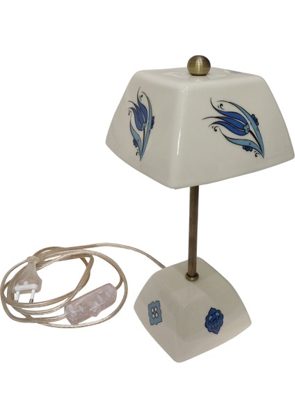 Abajur-Masa ve Gece Lambası-Dekoratif-Şeffaf Porselen-El Yapımı-Porselen Şapkalı-Krem Gövde indirimleri