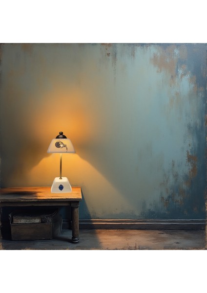 Abajur-Masa ve Gece Lambası-Dekoratif-Şeffaf Porselen-El Yapımı-Porselen Şapkalı-Krem Gövde