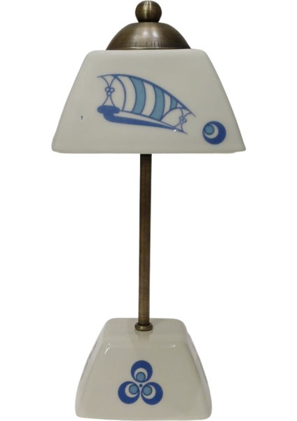 Abajur-Masa ve Gece Lambası-Dekoratif-Şeffaf Porselen-El Yapımı-Porselen Şapkalı-Krem Gövde