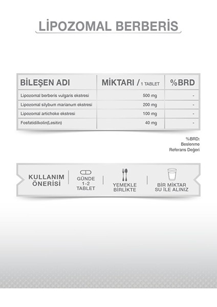 Lipozomal Berberis 60 Tablet Takviye Edici Gıda modelleri