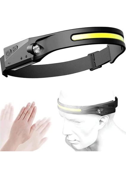 Sensörlü Kafa Lambası Ledli Şarjlı Pilli Kamp Kafa Feneri El Feneri