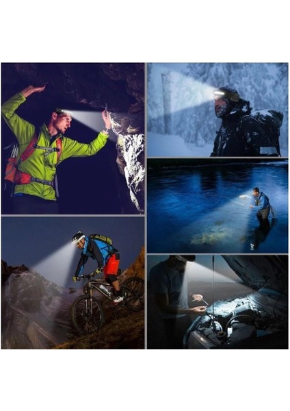 Sensörlü Kafa Lambası Ledli Şarjlı Pilli Kamp Kafa Feneri El Feneri