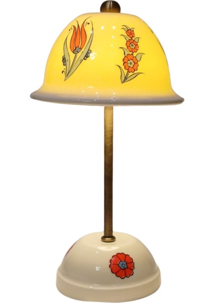 Abajur-Masa ve Gece Lambası-Dekoratif-Şeffaf Porselen-El Yapımı-Porselen Şapkalı-Krem Gövde